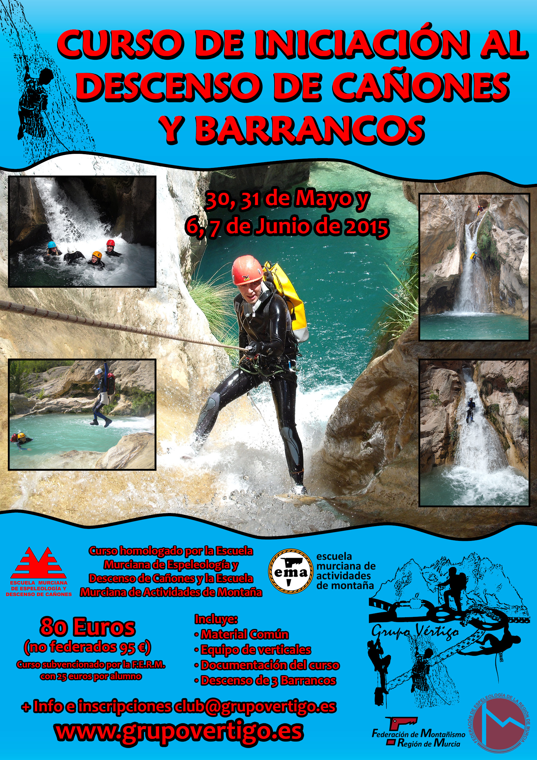 Cartel Curso de Iniciación al Descenso de Cañones y Barrancos